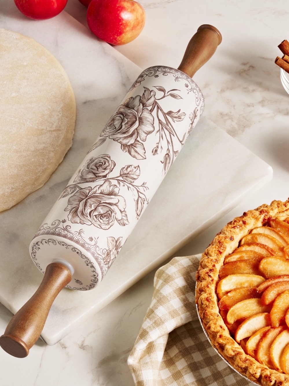 The Pioneer Woman Agatha Brown Ceramic Rolling Pin